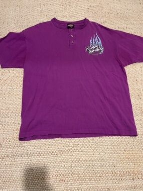 Harley-Davidson Purple Henley with Blue Flame Logo
